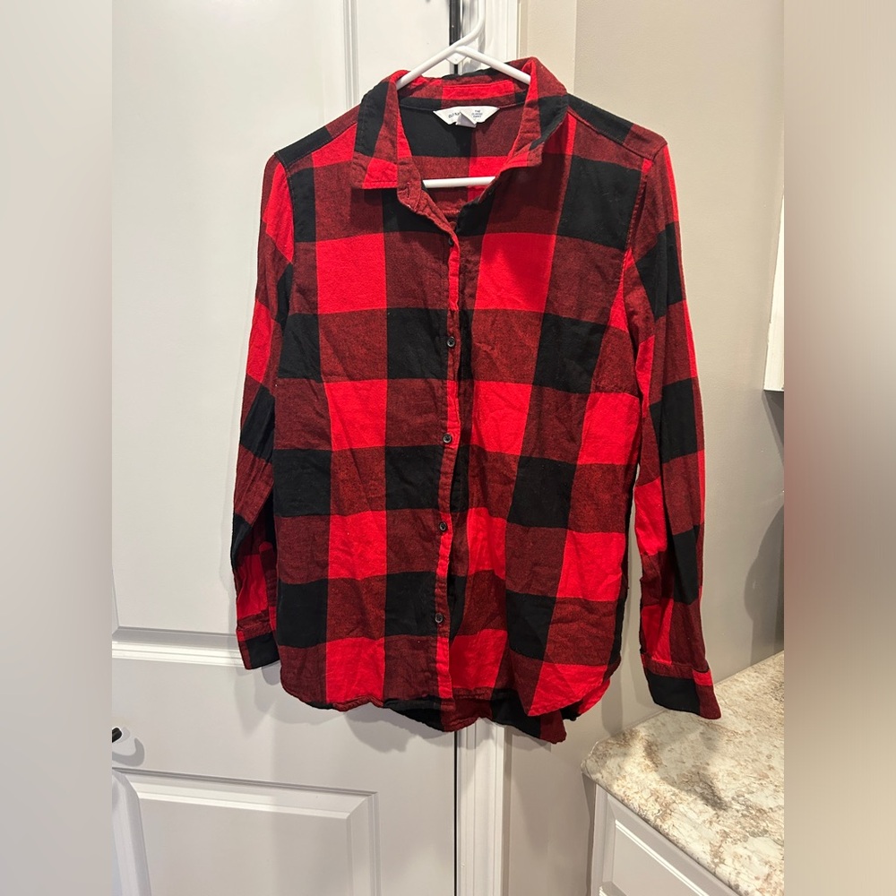 Women’s Old Navy Flannel Red & Black Buffalo Plaid Shirt Large